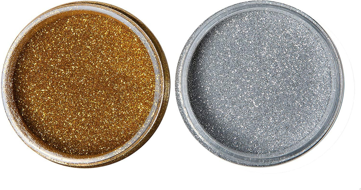 Gold & Silver Glitter Shakers with Spreaders Pack of 2 Edukit