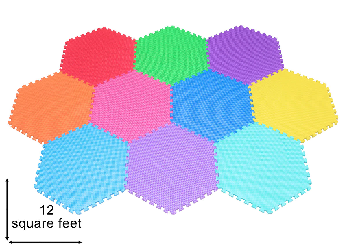 Hexagon Interlocking Play Mat 10 Tiles Edukit
