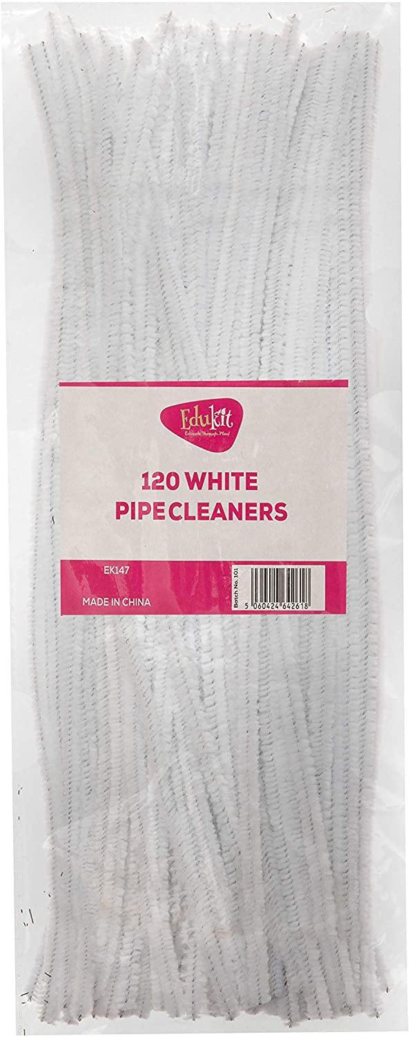 White Long Pipe Cleaners - 120 Pieces