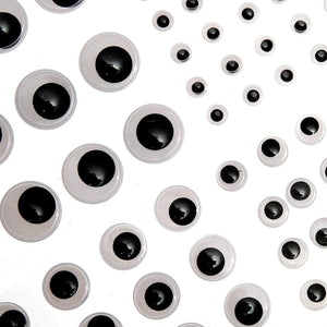 Close up of the range of sizes of googly eyes from the Self Adhesive Googly Eyes - Pack of 284