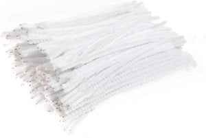 Close up of the white pipe cleaners from the White Pipe Cleaner pack - Pack of 120