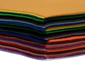 Close up shot of the fibres used in the A4 Assorted Colour Acrylic Felt Squares 30 sheets pack