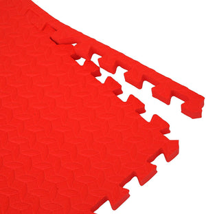 Image showing the interlocking borders of the Extra Large Red Interlocking Mat Tiles - Pack of 4