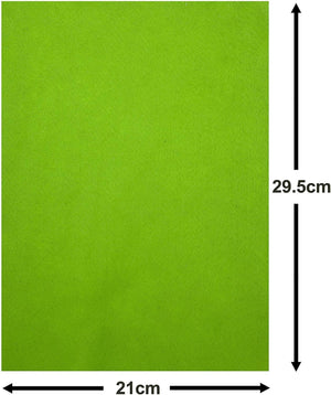 Dimensions of a green sheet of felt from the A4 Assorted Colour Acrylic Felt Sheets - 15 pack