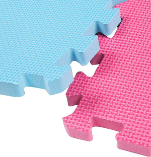 Close up of the interlocking coloured tiles from the Interlocking Play Mat Tiles with Wide Borders - Pack of 25