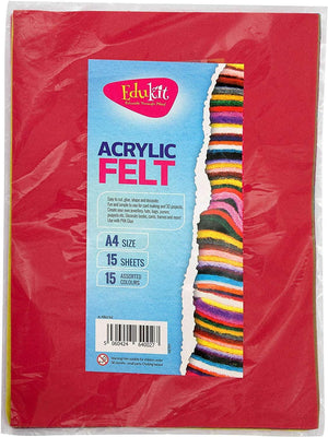 A4 Assorted Colour Acrylic Felt Sheets packaging