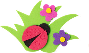 Ladybird craft with flowers and grass using A5 Assorted Colour EVA Foam Sheets - Pack of 50