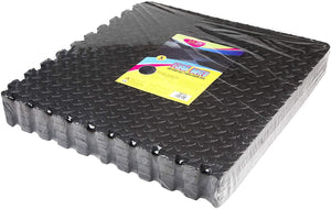 Packaging for the Extra Large Interlocking Black Foam Mat Tiles - Pack of 12