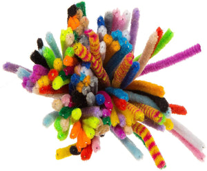 Variety of pipe cleaner colours and designs in the Assorted Colour Short Pipe Cleaners - 120 Pieces