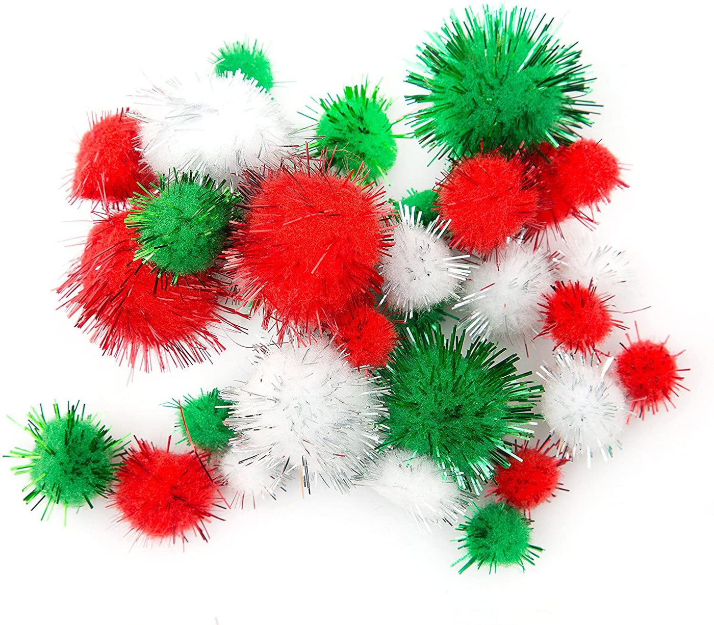 500 Pieces Christmas Pom Poms Assorted Glitter Pom Poms For