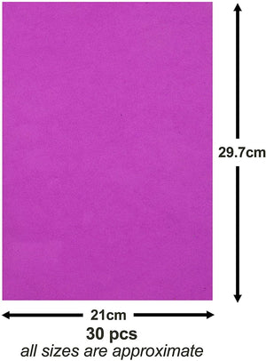 Dimensions of a purple EVA foam sheet from the A4 Assorted Colour EVA Foam Sheets - Pack of 30
