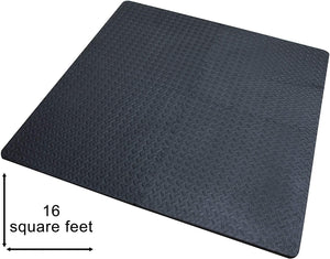 Dimension for the black foam tiles interlocking together from the Extra Large Interlocking Black Foam Mat Tiles - Pack of 12