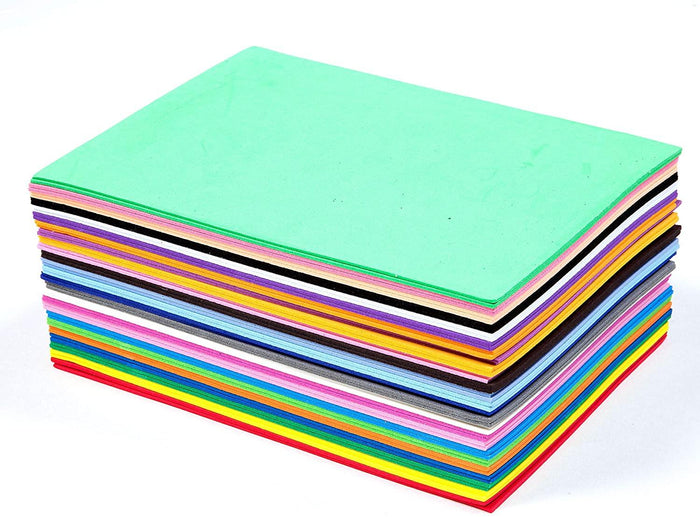 A5 Assorted Colour EVA Foam Sheets - 50 / Pack