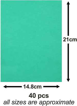 Dimensions of a green EVA foam sheet from the A5 Assorted Colour EVA Foam Sheets - Pack of 40