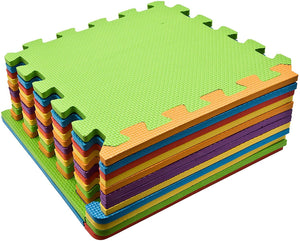 Image of stacked foam mat tiles from the Multi-Colour EVA Foam Interlocking Play Mat Tiles - Pack of 12