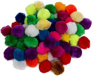 Range of Assorted Colour Large Acrylic Pom Poms in a pack of 70