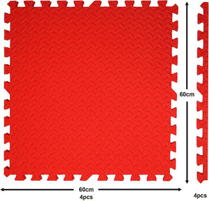 Dimensions for the Extra Large Red Interlocking Mat Tiles - Pack of 4