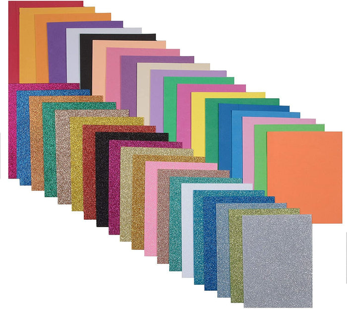 A5 Plain & Glitter Assorted Colour EVA Foam Sheets - 40 / Pack