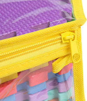 Close up of the zip storage bag from the Multi-Colour EVA Foam Interlocking Play Mat Tiles - Pack of 12