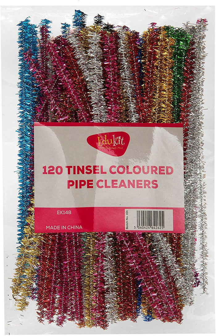 Assorted Colour Short Glitter Pipe Cleaners - 120/Pack