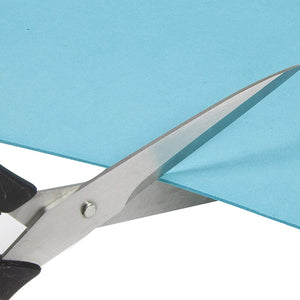 Scissors cutting a blue EVA foam sheet from the A4 Assorted Colour EVA Foam Sheets - Pack of 30