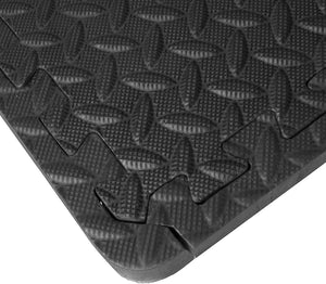 Close up of the borders for the textured foam mat tiles from the Extra Large Interlocking Black Foam Mat Tiles - Pack of 12