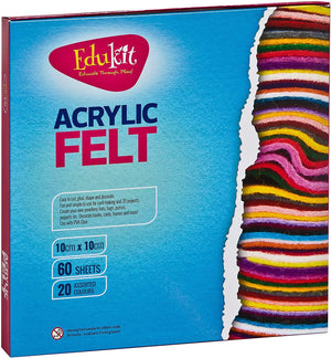 Packaging for the Assorted Colour Felt Fabric Squares- 60 pack