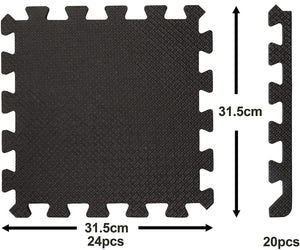 Dimensions for black interlocking mat tiles from the Small Interlocking Mat Tiles in Black - Pack of 24
