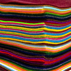Close up of the fibres in the Assorted Colour Felt Fabric Squares- 60 pack