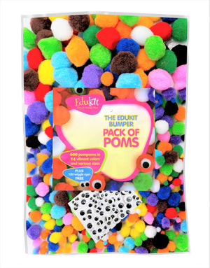 Edukit Characters Creation Pack - Pompoms and Googly Eyes - Various Sizes and Colours