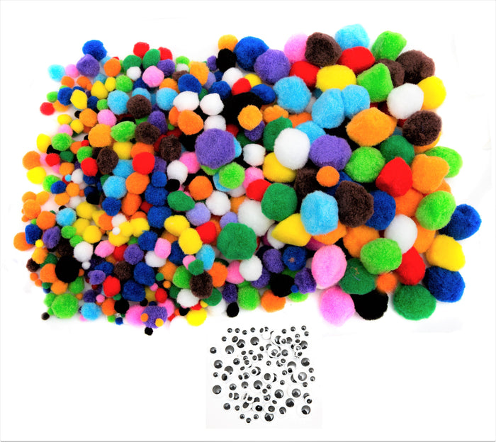 Characters Creation Pack - Pom Poms and Self-Adhesive Googly Eyes - 700 Pieces