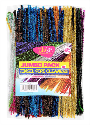 Pack of 300 Assorted Colour Large Tinsel Pipe Cleaners