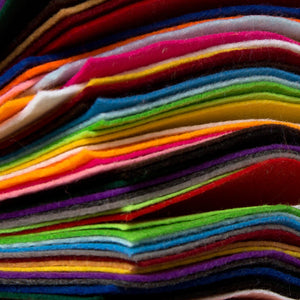 Assorted Colour Felt Fabric Squares 60 pack close up stacked