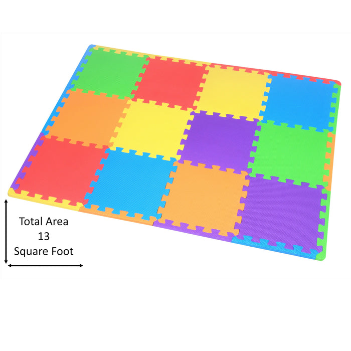Multi-Colour EVA Foam Interlocking Play Mat Tiles - 12 Tiles