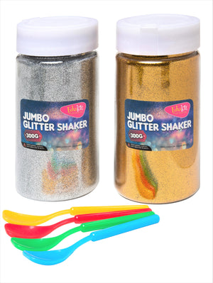 Gold & Silver Glitter Shakers with Spreaders - Pack of 2