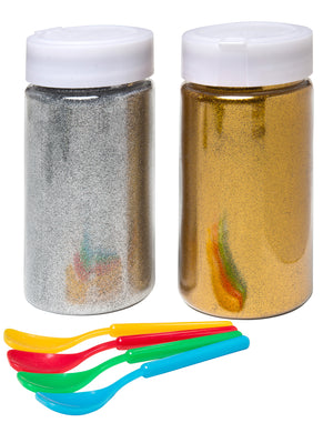 Gold & Silver Glitter Shakers with Spreaders - Pack of 2