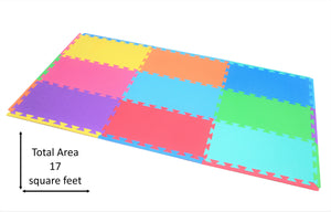 Dimensions of the Assorted Colour EVA Foam Rectangular Play Mat with 9 Pieces