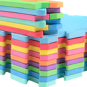 Stacked Assorted Colour EVA Foam Rectangular Play Mat foam tiles with 9 Pieces