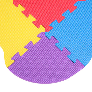Close up of the coloured, textured, non-slip foam mat tiles from the Interlocking Play Mat Tiles with Wide Borders - Pack of 25
