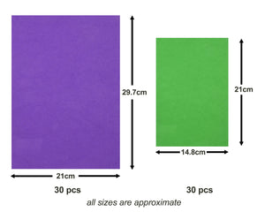A4 & A5 Assorted Colour EVA Foam Sheets dimensions