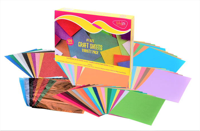 A4 Assorted Colour Craft Sheets Collection - 120 sheets / Pack