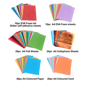 List of products included in the A4 Assorted Colour Papercraft Collection - 120 sheets pack