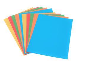 Range of colours included in the A4 Assorted Colour Papercraft Collection - 120 sheets pack from blue, orange, green, red, yellow and blue