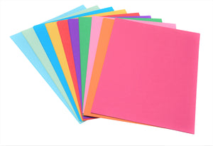 Colour variations included in A4 & A5 Assorted Colour Papercraft Essentials pack including pink, orange, light pink, green, purple, red, yellow and blue