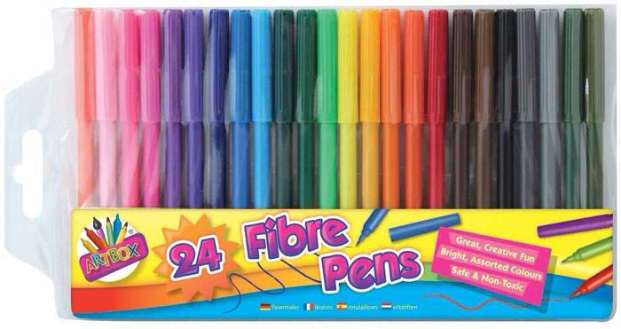 Fibre Pens Set - 24 Assorted Colours
